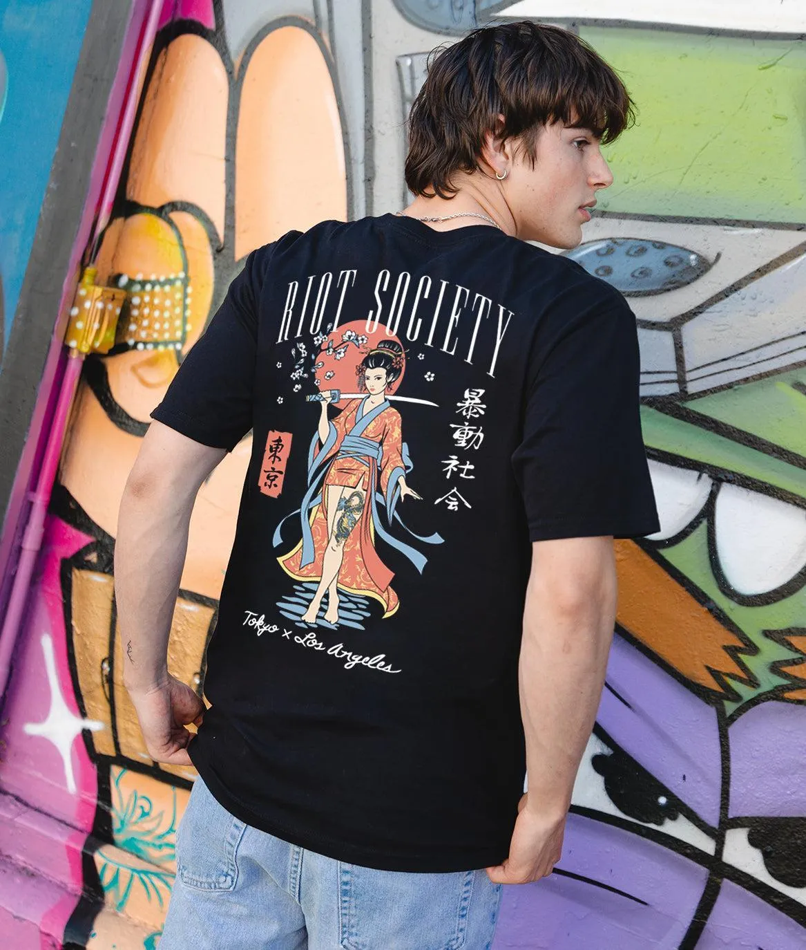 Geisha Samurai Katana Mens T-Shirt sold by riot society product image thumbnail 3