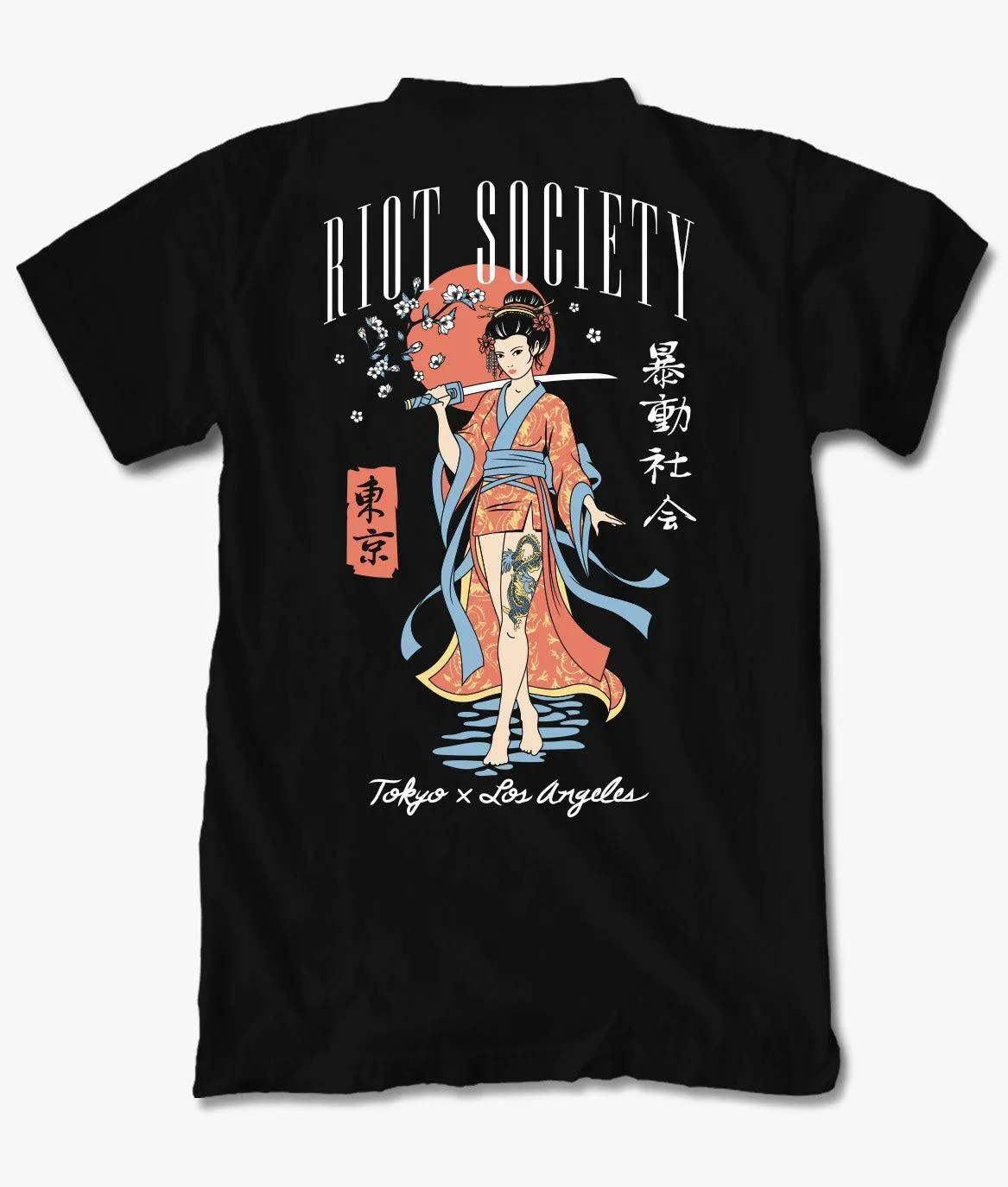 Geisha Samurai Katana Mens T-Shirt sold by riot society