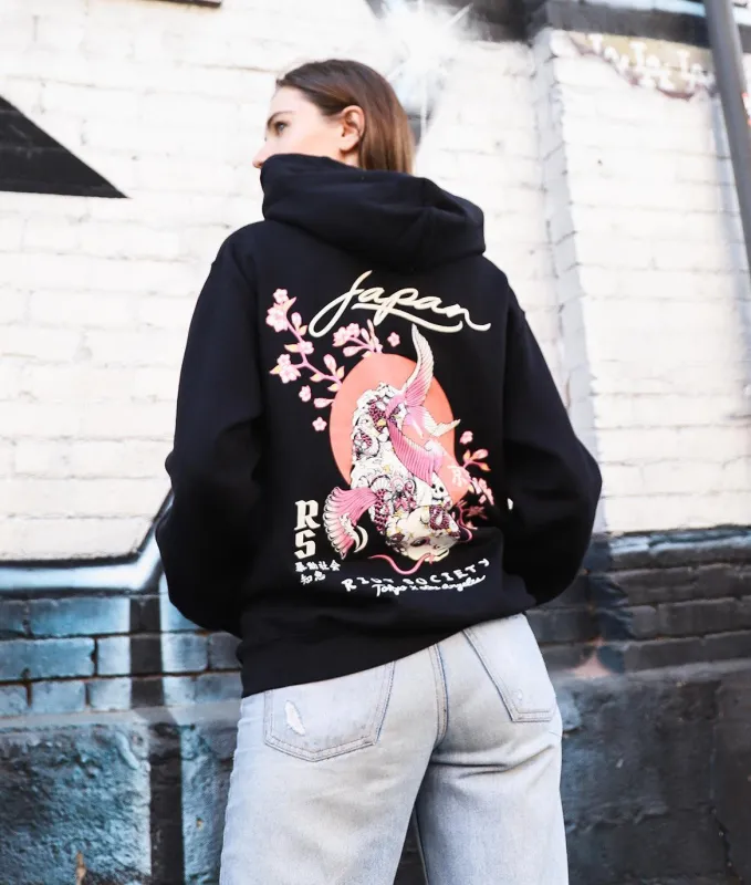 Japan Koi Tattoo Blossom Womens Hoodie sold by riot society