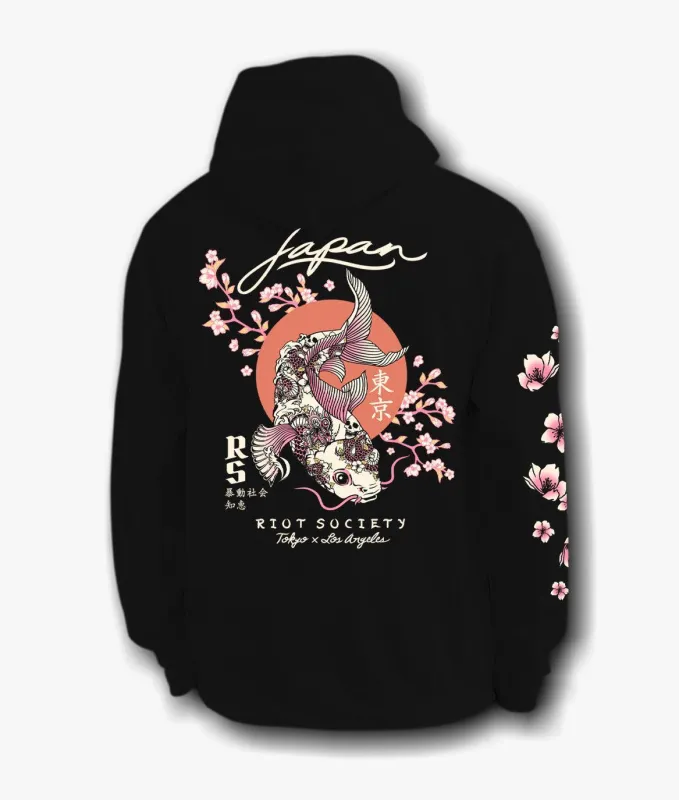 Japan Koi Tattoo Blossom Mens Hoodie sold by riot society