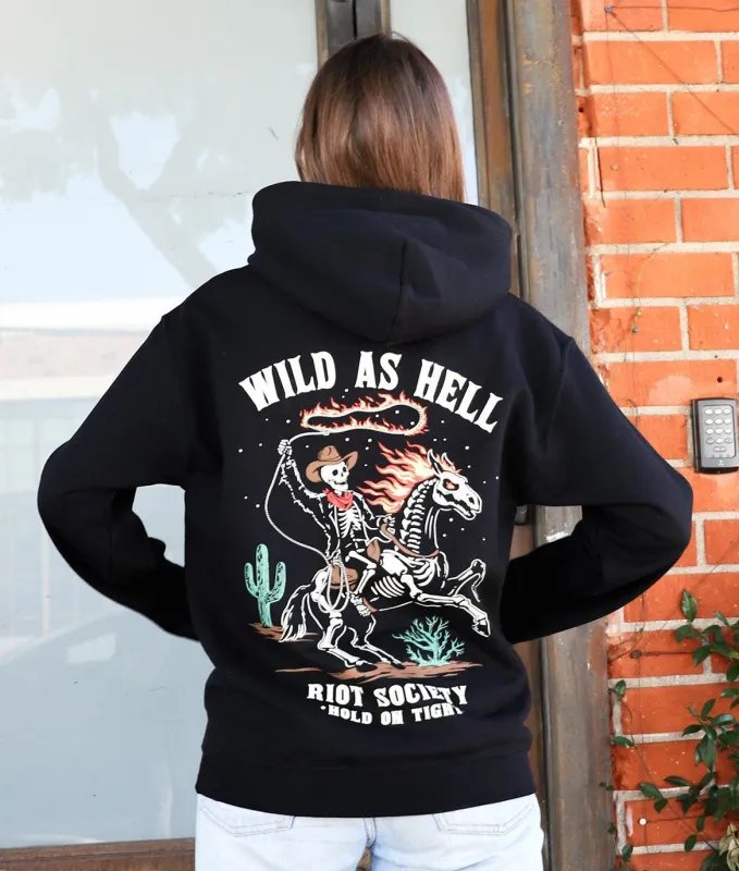Wild As Hell Cowboy Skeleton Womens Hoodie made by riot society