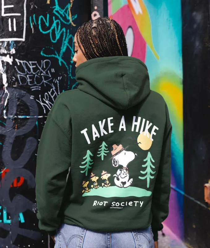 Peanuts Snoopy Take a Hike Womens Hoodie - Forest Green made by riot society