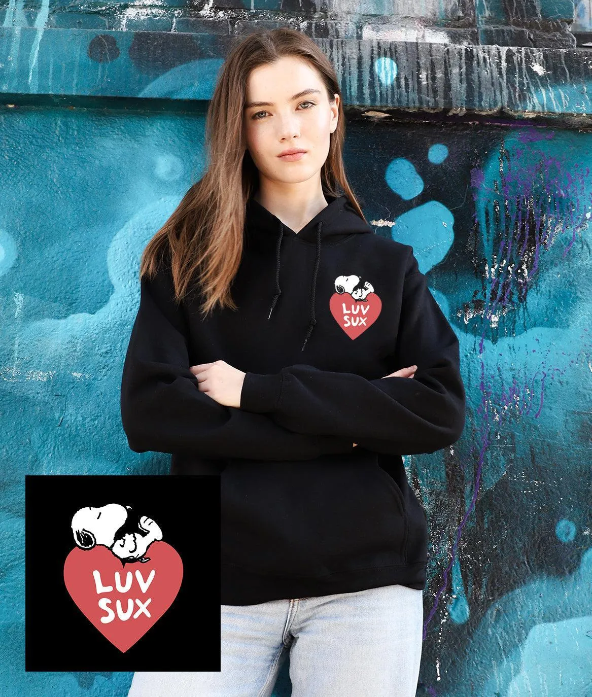 Peanuts Snoopy Luv Sux Womens Hoodie sold by riot society