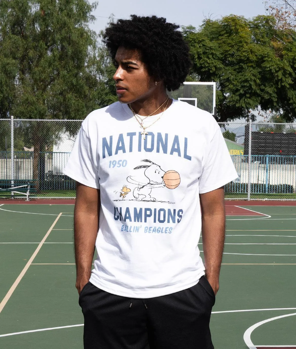 Peanuts Snoopy & Woodstock Basketball Mens T-Shirt sold by riot society product image thumbnail 2