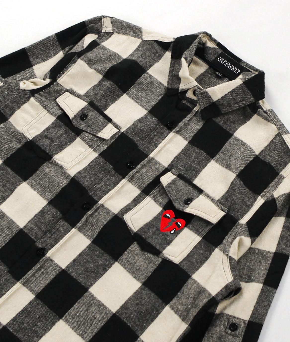 Broken Heart Tears Embroidered Mens Premium Yarn-Dyed Long Sleeve Flannel Shirt sold by riot society product image thumbnail 7