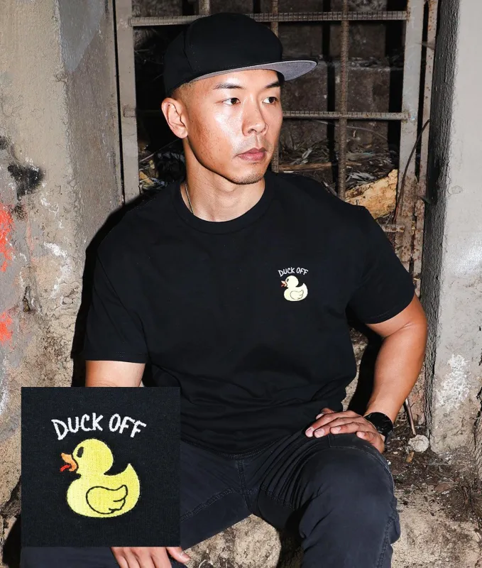 Duck Off Embroidered Mens T-Shirt made by riot society