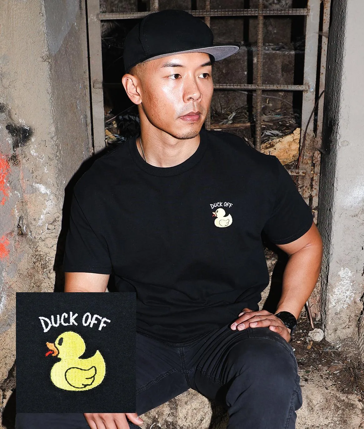 Duck Off Embroidered Mens T-Shirt sold by riot society