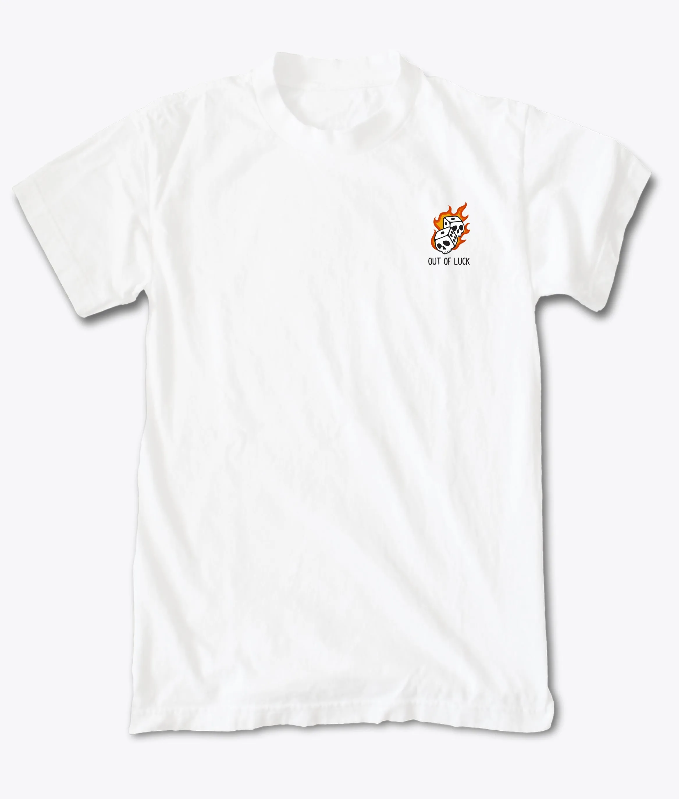 Out Of Luck Skull Dice Flames Embroidered Mens T-Shirt sold by riot society product image thumbnail 3