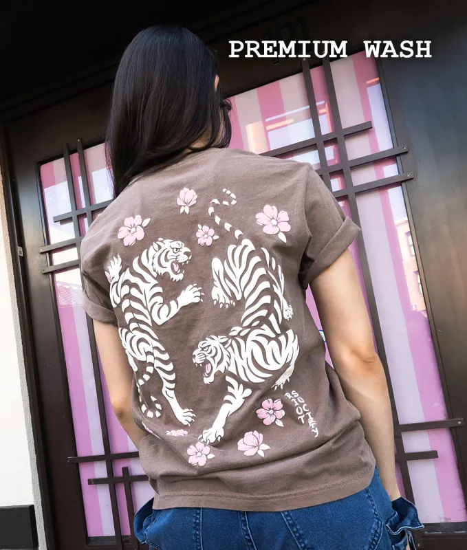 Tiger Cherry Blossoms Puff Boyfriend Tee made by riot society