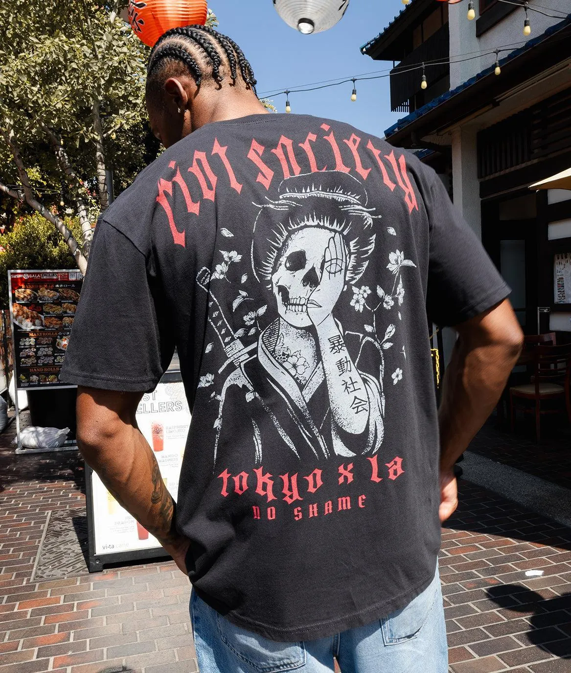 Geisha Shame Distressed Premium Wash Mens T-Shirt - Washed Black sold by riot society product image thumbnail 3