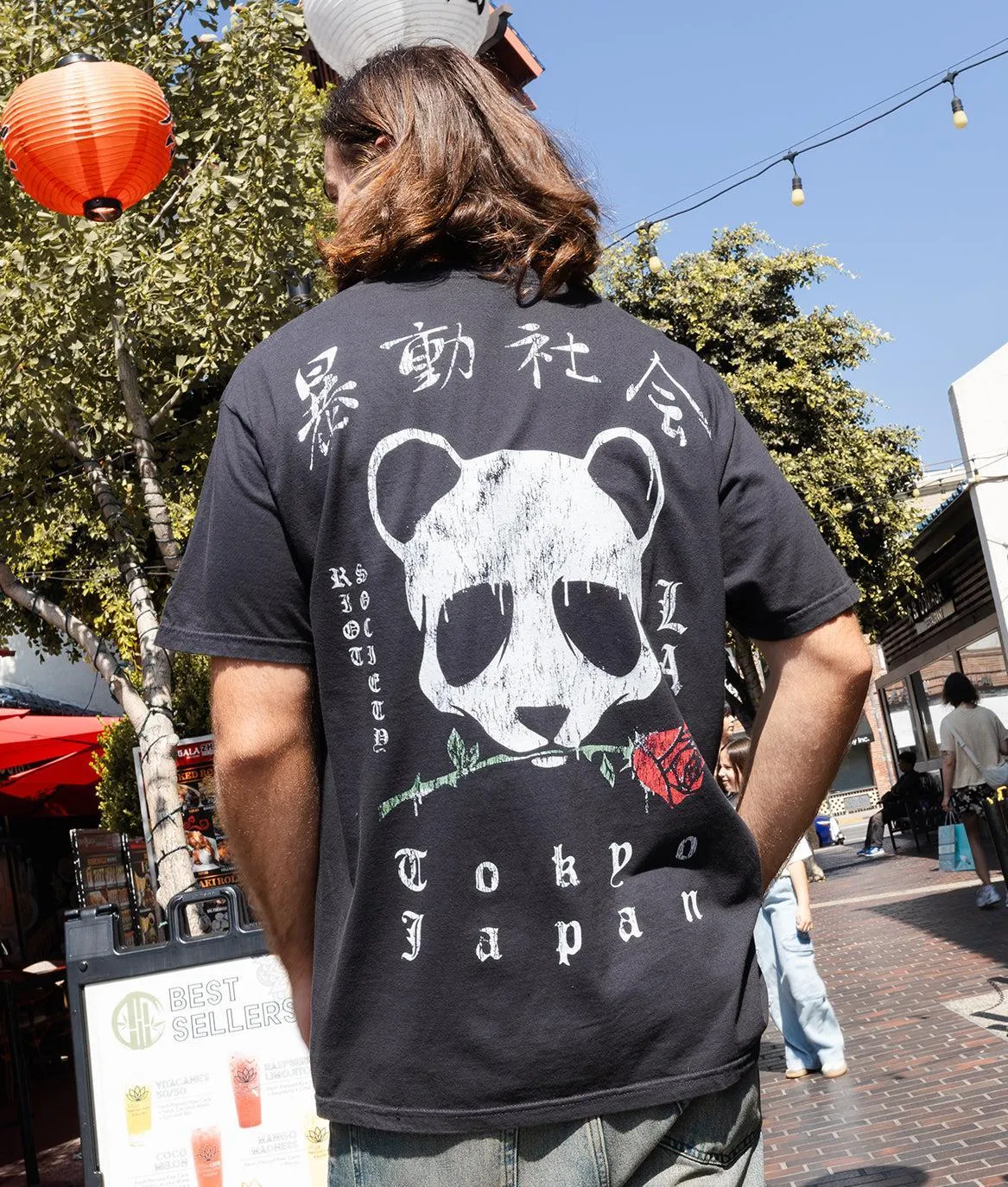 Panda Rose Distressed Premium Wash Mens T-Shirt sold by riot society product image thumbnail 3
