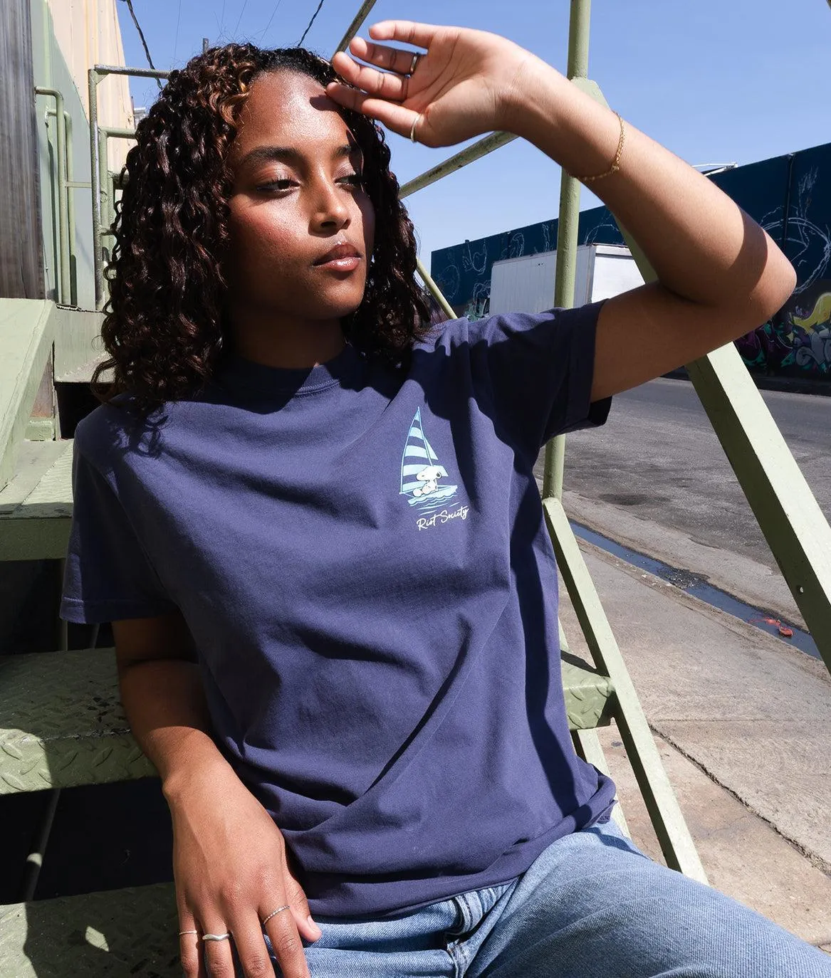 Peanuts Snoopy's Sailing Club Puff Boyfriend Tee sold by riot society product image thumbnail 2