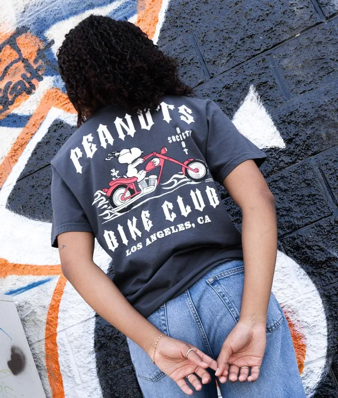 Peanuts Snoopy Bike Club Puff Boyfriend Tee made by riot society