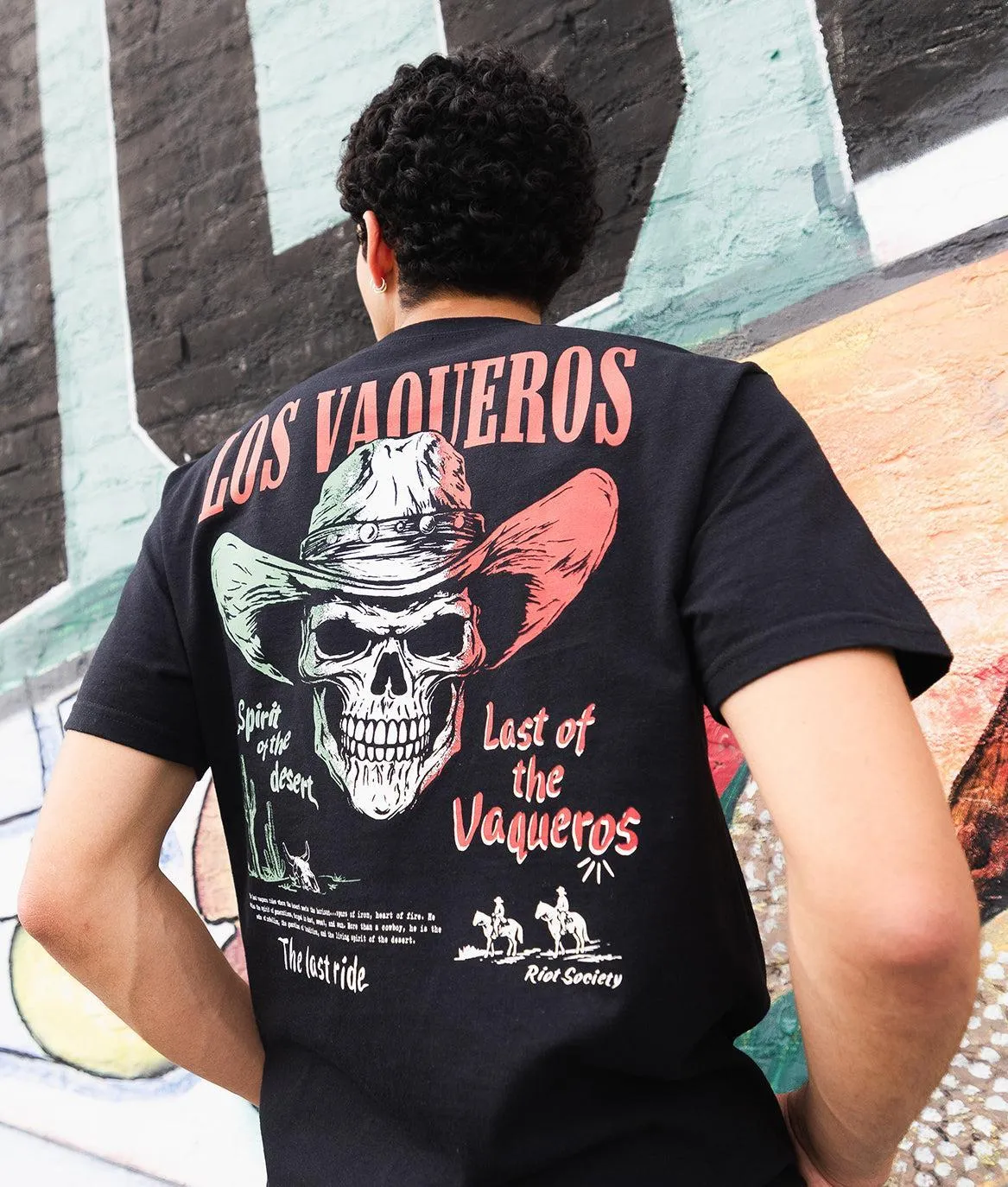 Last of the Vaqueros Skull Mens T-Shirt - Black sold by riot society product image thumbnail 3
