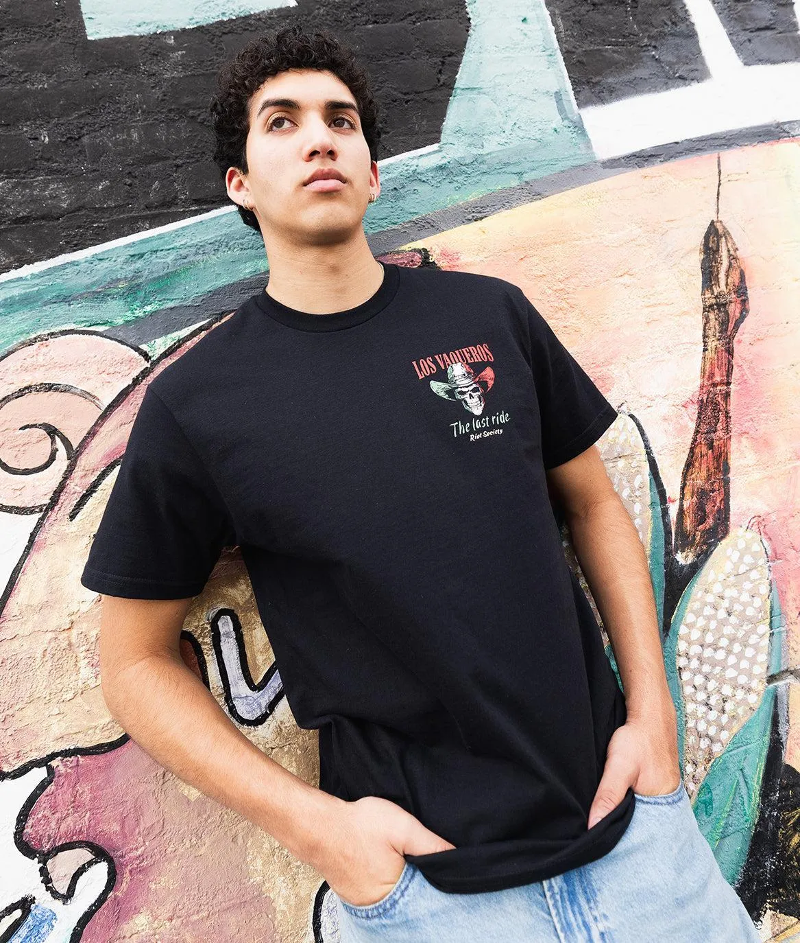Last of the Vaqueros Skull Mens T-Shirt - Black sold by riot society product image thumbnail 2