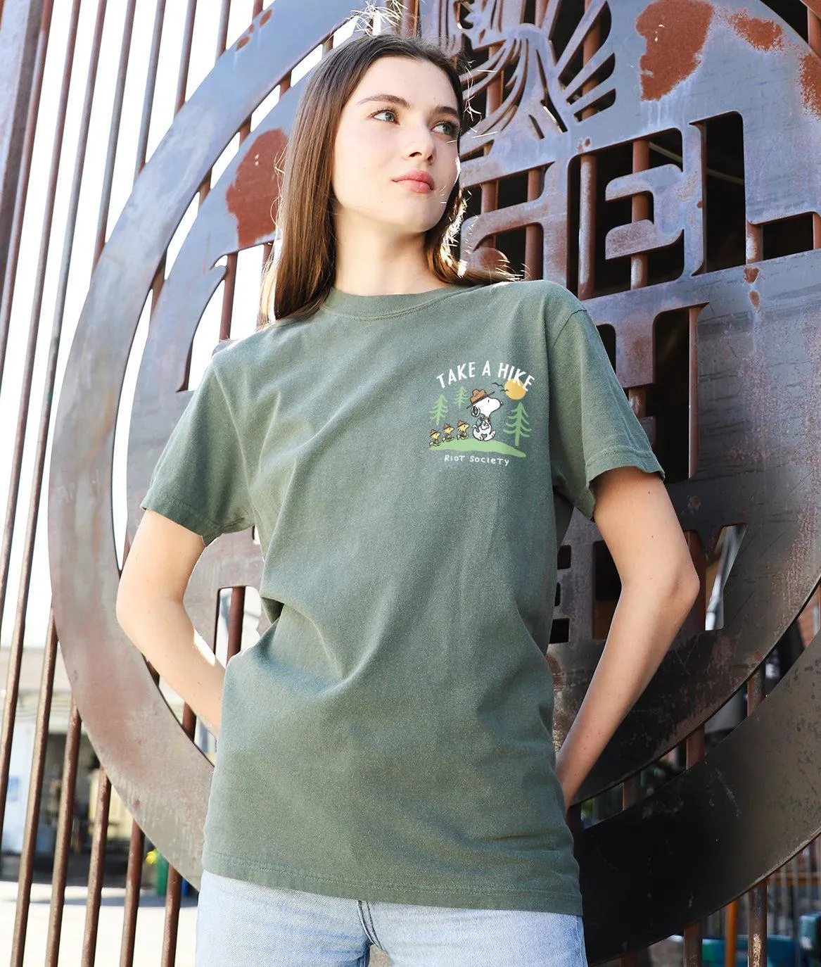Peanuts Snoopy Take a Hike Boyfriend Tee - Moss Green sold by riot society product image thumbnail 2