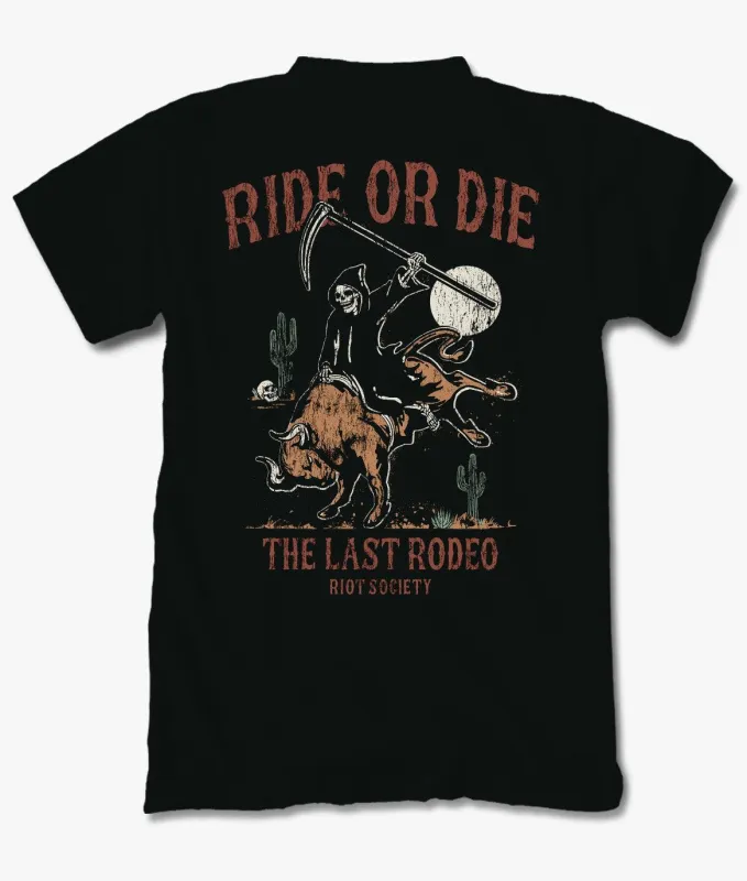 Ride or Die Bull Reaper Mens T-Shirt - Black made by riot society