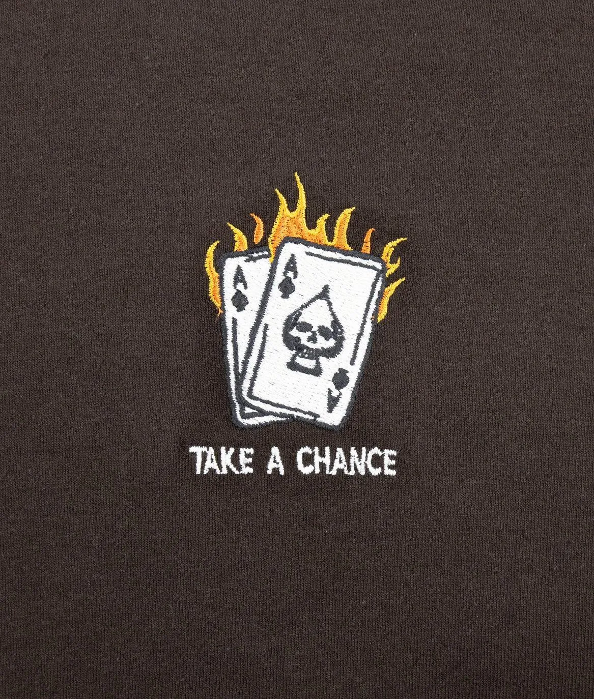 Take a Chance Cards Embroidered Mens T-Shirt - Dark Chocolate sold by riot society product image thumbnail 2