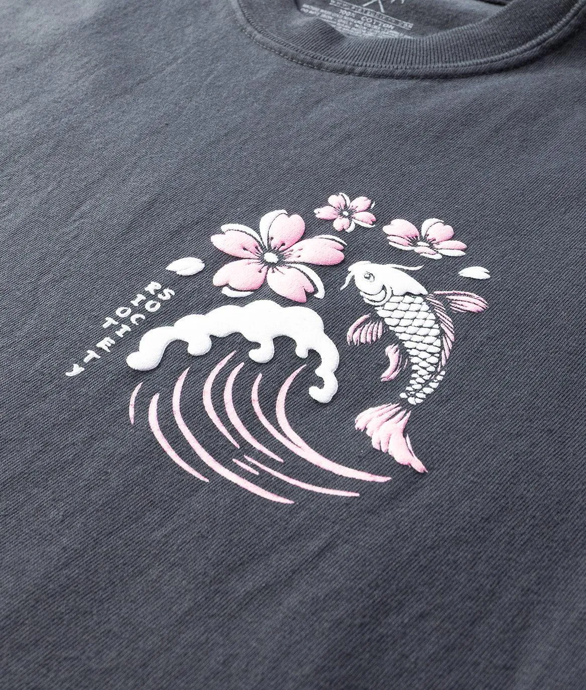 Koi Cherry Blossoms Wave Puff Boyfriend Tee - Graphite sold by riot society product image thumbnail 5