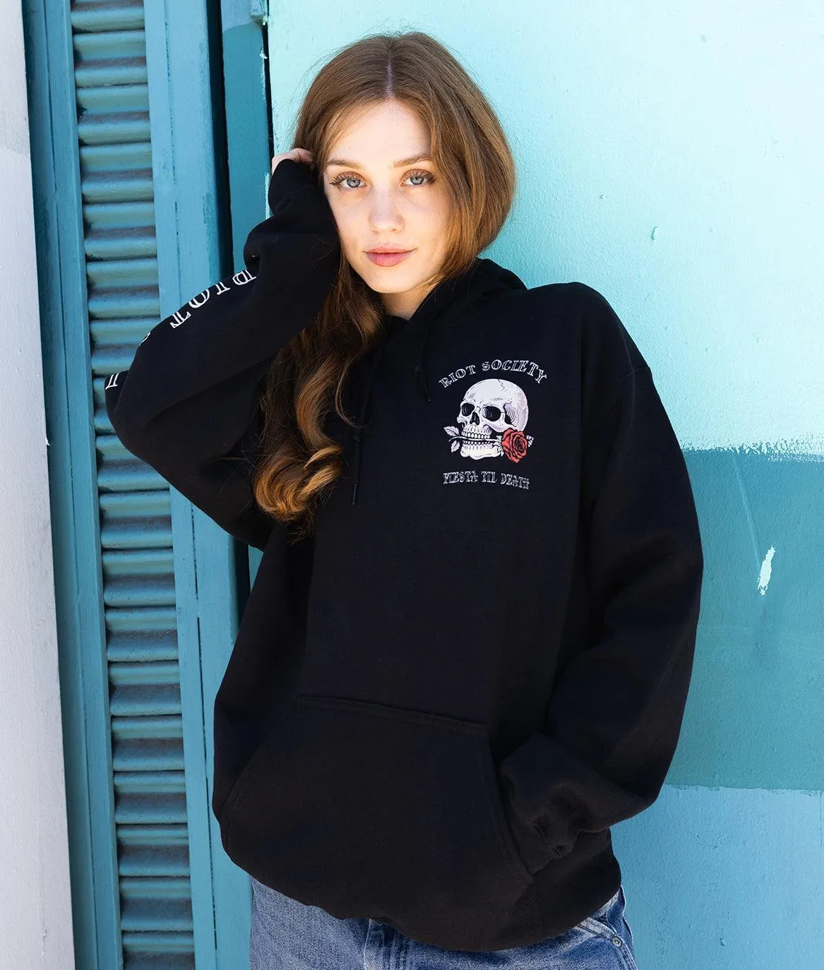 Fiesta Til Death Skeleton Poster Womens Hoodie - Black sold by riot society product image thumbnail 2