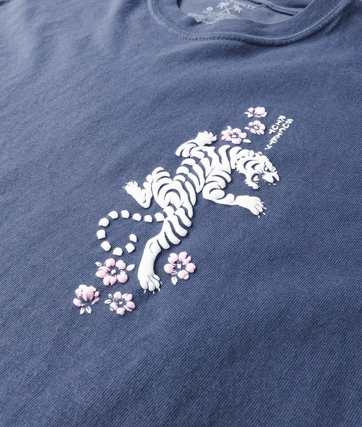Tiger Cherry Blossoms Puff Boyfriend Tee - Navy sold by riot society product image thumbnail 4