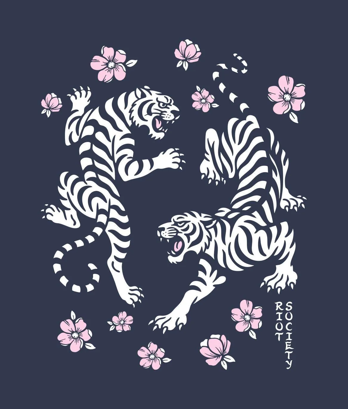Tiger Cherry Blossoms Puff Boyfriend Tee - Navy sold by riot society product image thumbnail 5