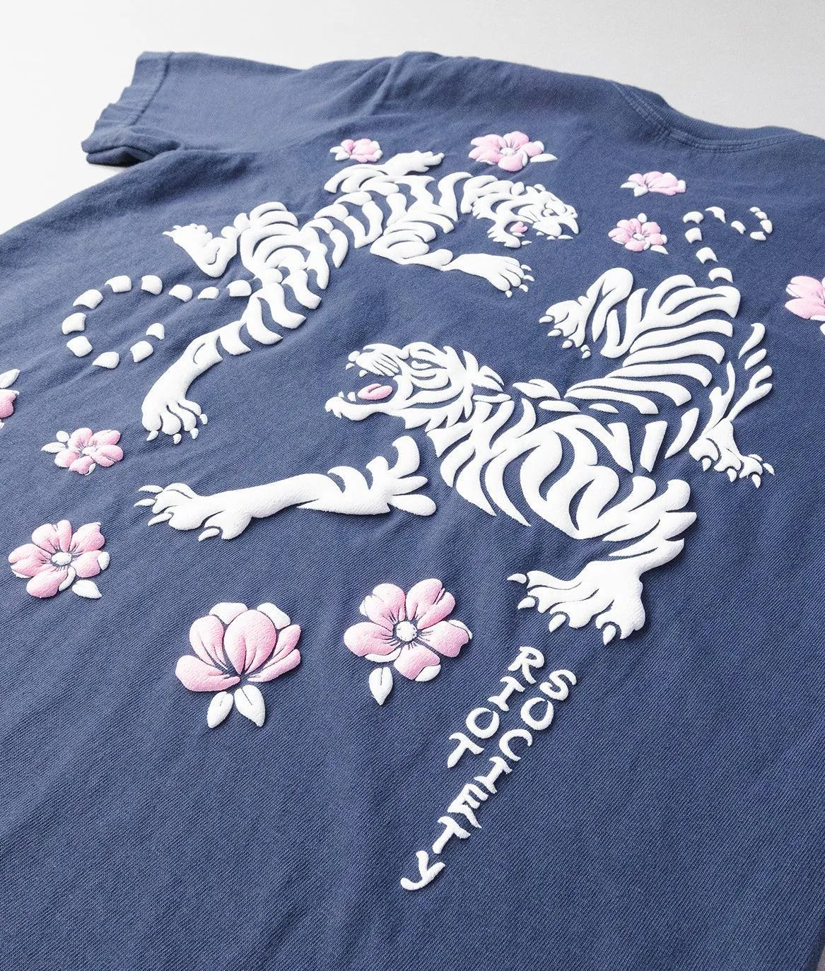 Tiger Cherry Blossoms Puff Boyfriend Tee - Navy sold by riot society product image thumbnail 3