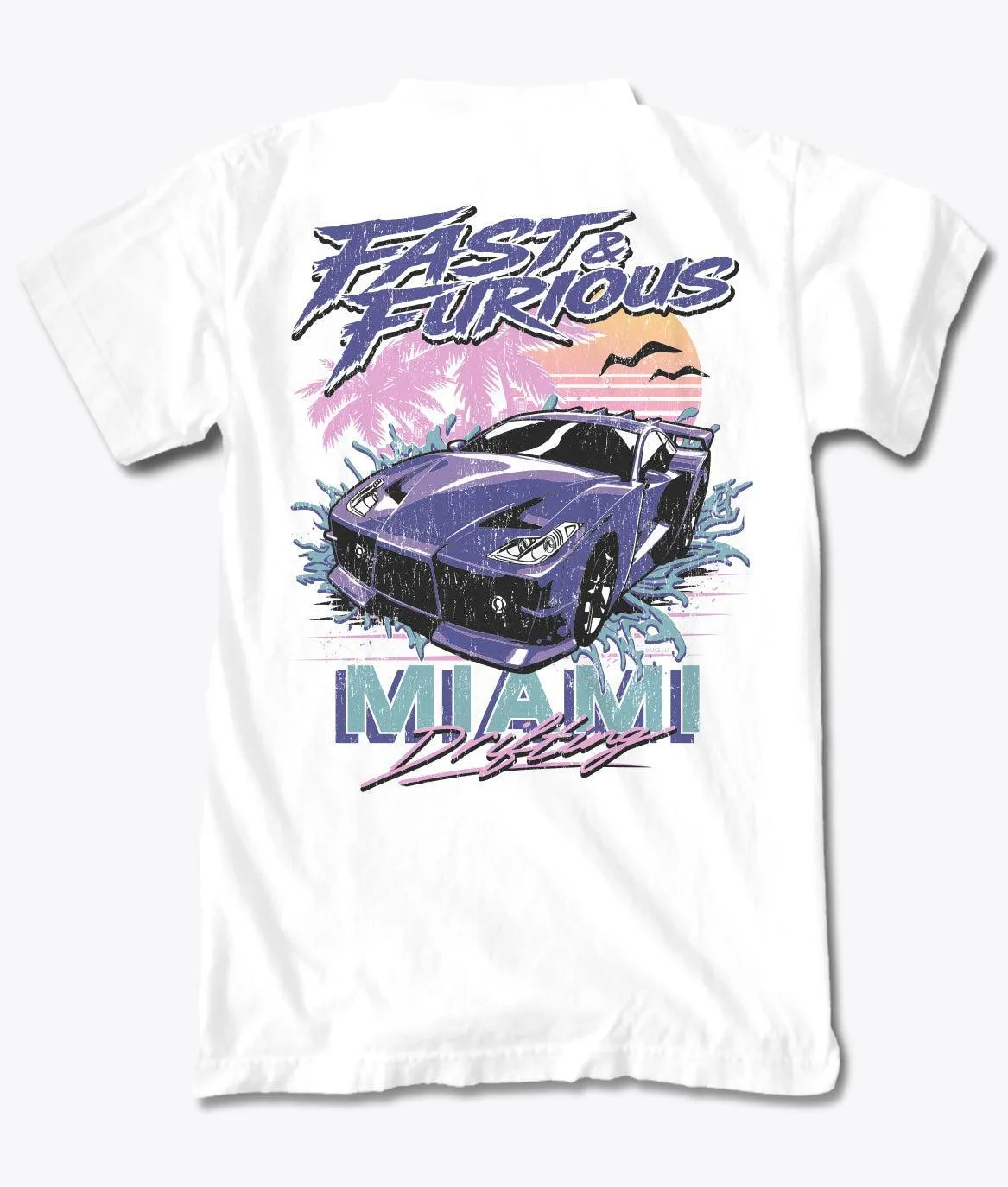 Fast & Furious Miami Drifting Mens T-Shirt - White sold by riot society