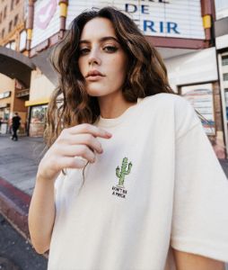 Don't Be a Prick Cactus Embroidered Womens Tee sold by riot society