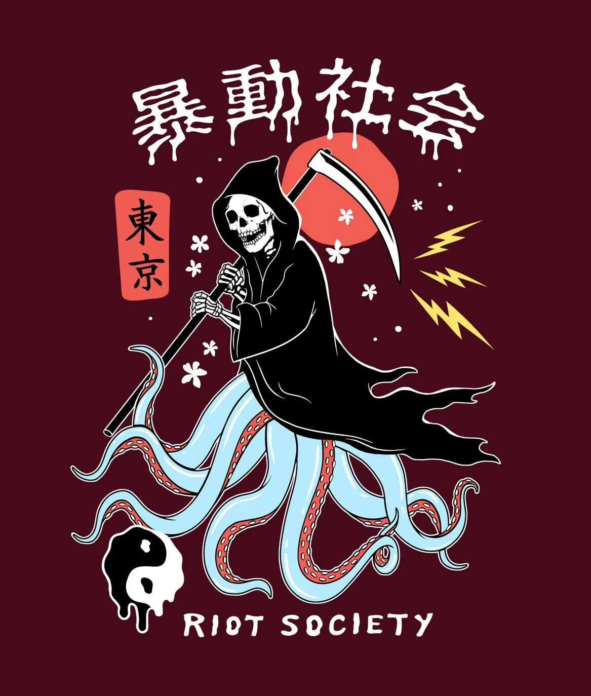 Yin Yang Reaper Octopus Boys Tee sold by riot society product image thumbnail 3