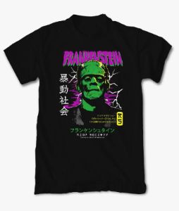 ミュージシャン FRANKENSTEIN-PUN T-shirt BLACK XL Frankenstein Kanji Mens T-Shirt | Parallel