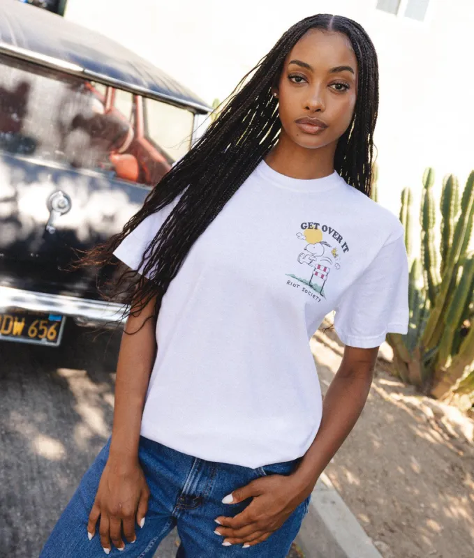 Peanuts Snoopy & Woodstock Get Over It Boyfriend Tee sold by riot society