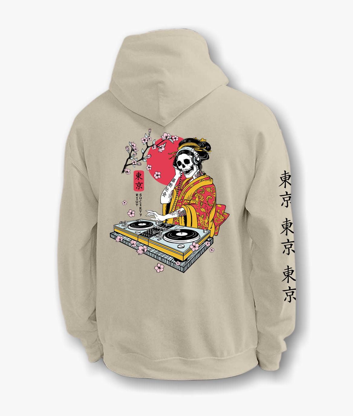 Geisha Skull DJ Mens Hoodie sold by riot society