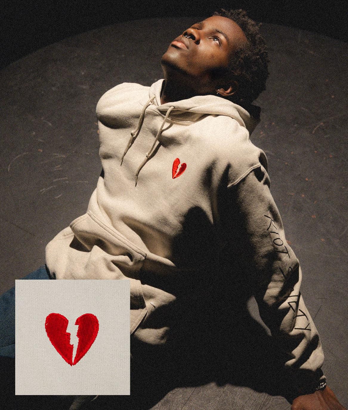 Broken Heart Embroidered Mens Hoodie sold by riot society
