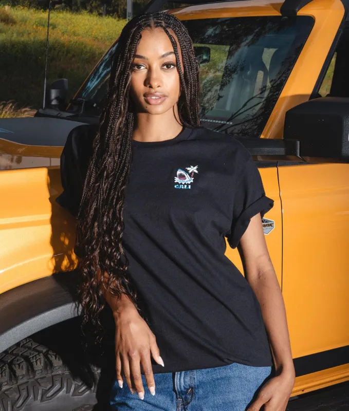 Shark Head Palm Cali Embroidered Womens Tee sold by riot society