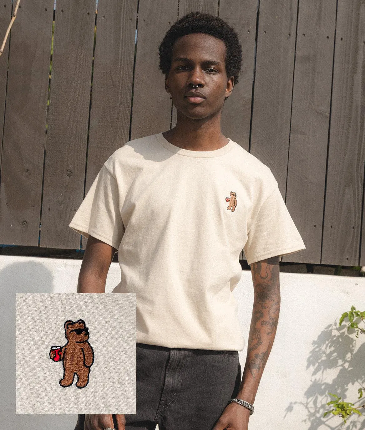 Riot Bear Embroidered Mens T-Shirt sold by riot society