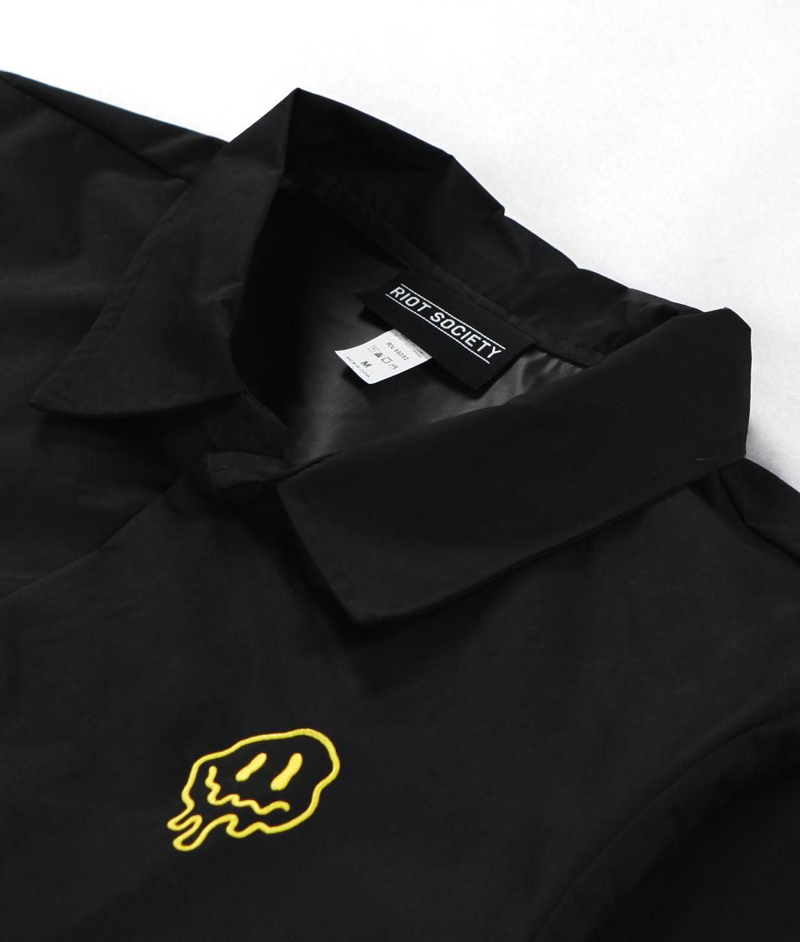 Happy Face Drip Embroidered Mens Premium Mid-Weight Coaches Jacket sold by riot society product image thumbnail 3