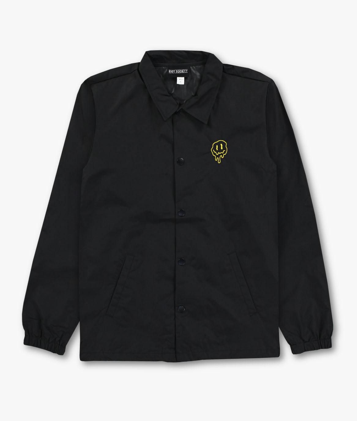 Happy Face Drip Embroidered Mens Premium Mid-Weight Coaches Jacket sold by riot society