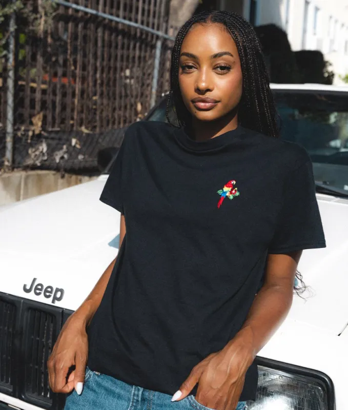 Tropical Parrot Embroidered Womens Tee sold by riot society