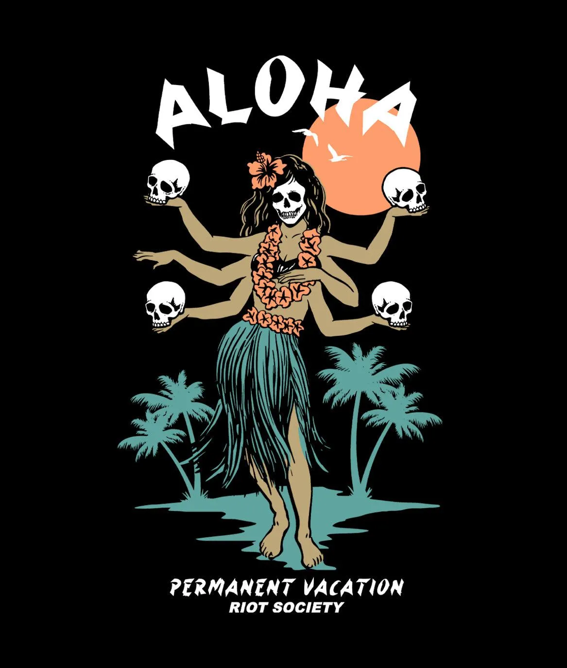 Aloha Hula Girl Permanent Vacation Womens Tee sold by riot society product image thumbnail 3