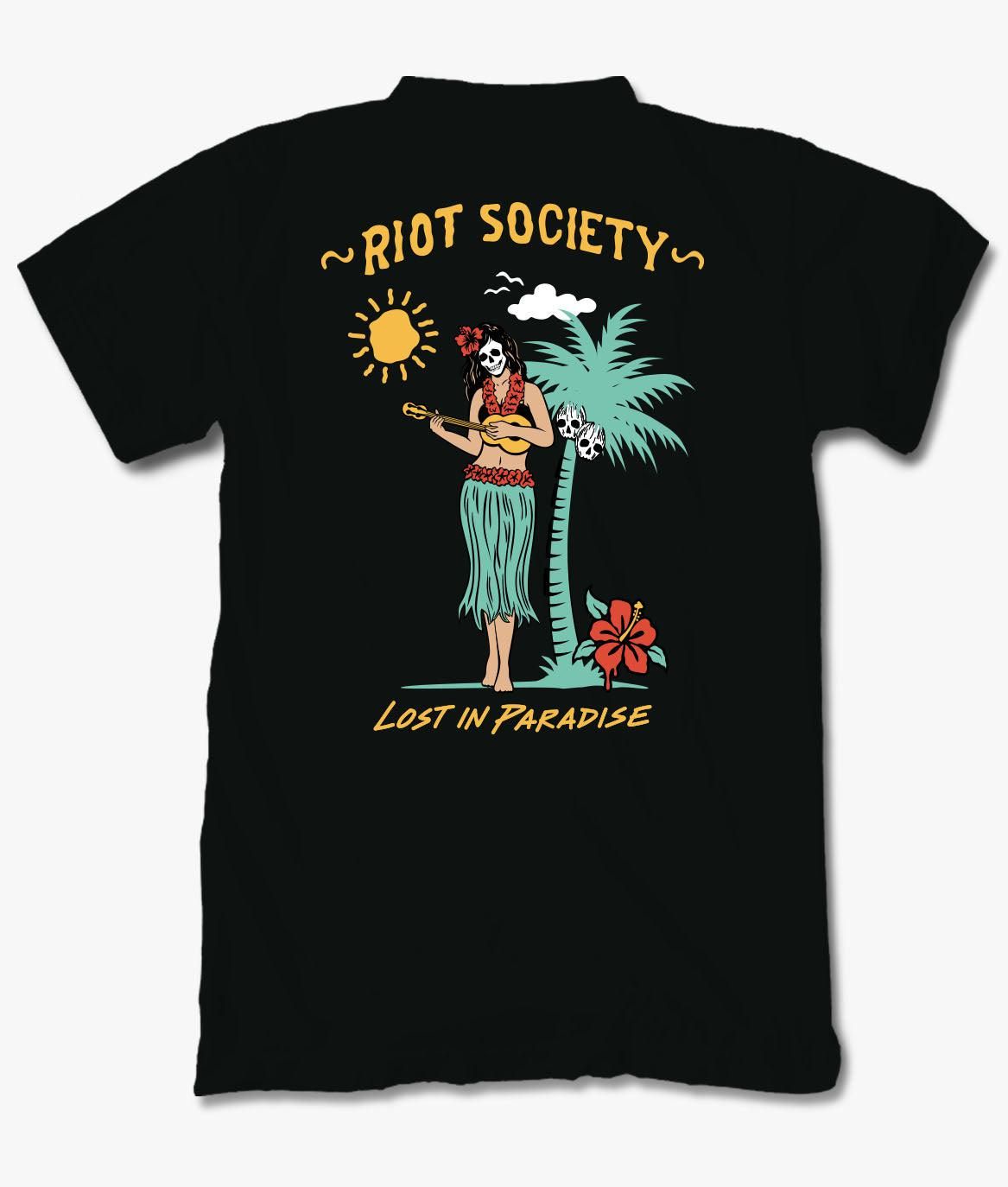 Lost in Paradise Hula Girl Mens T-Shirt sold by riot society