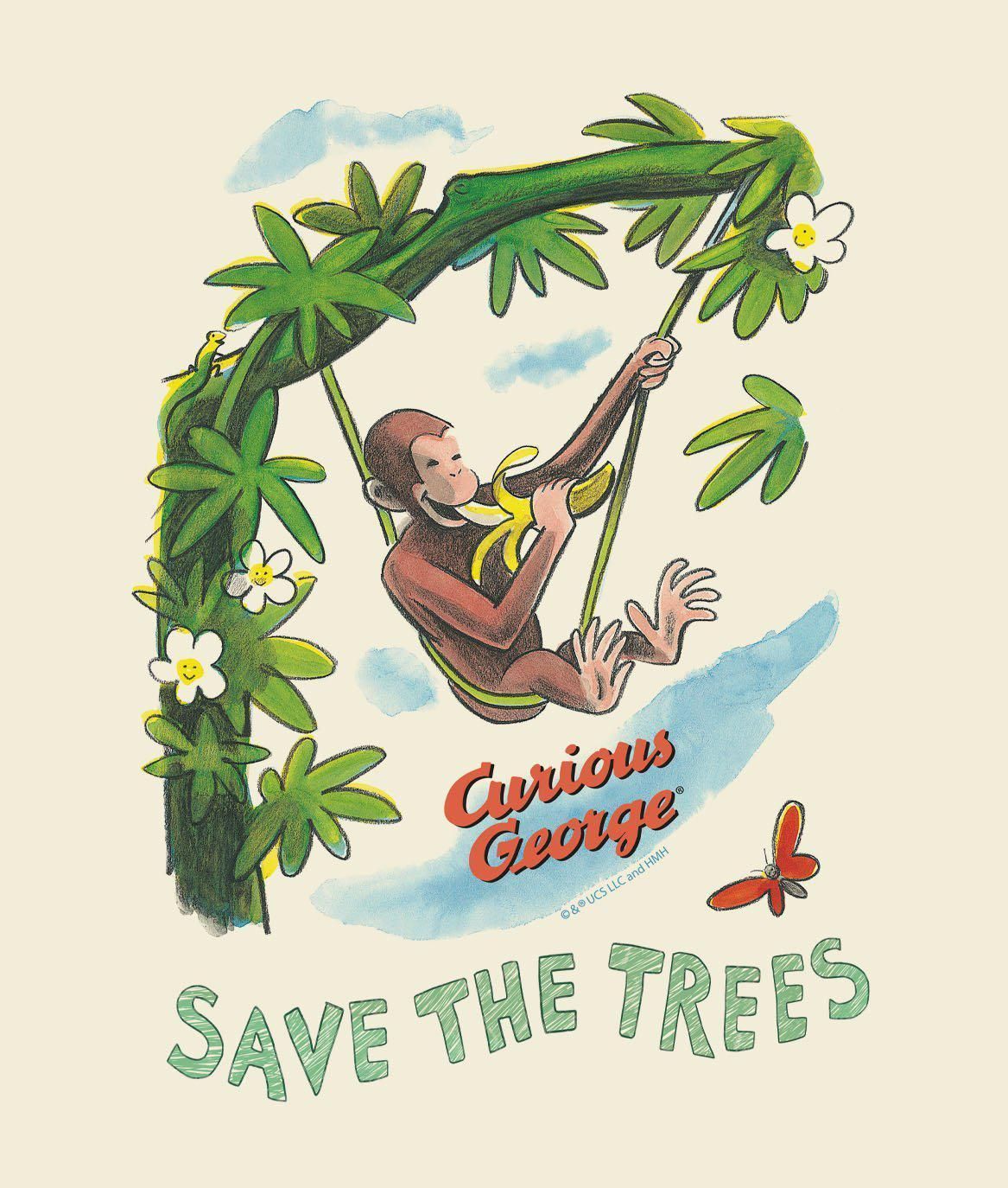 Curious George Save the Trees Mens T-Shirt sold by riot society product image thumbnail 3
