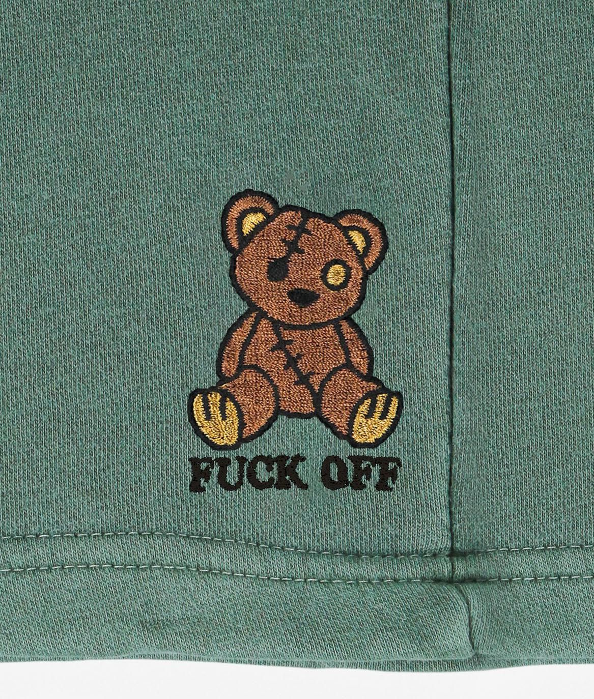 Fuck Off Teddy Bear Embroidered Unisex Fleece Shorts sold by riot society product image thumbnail 2