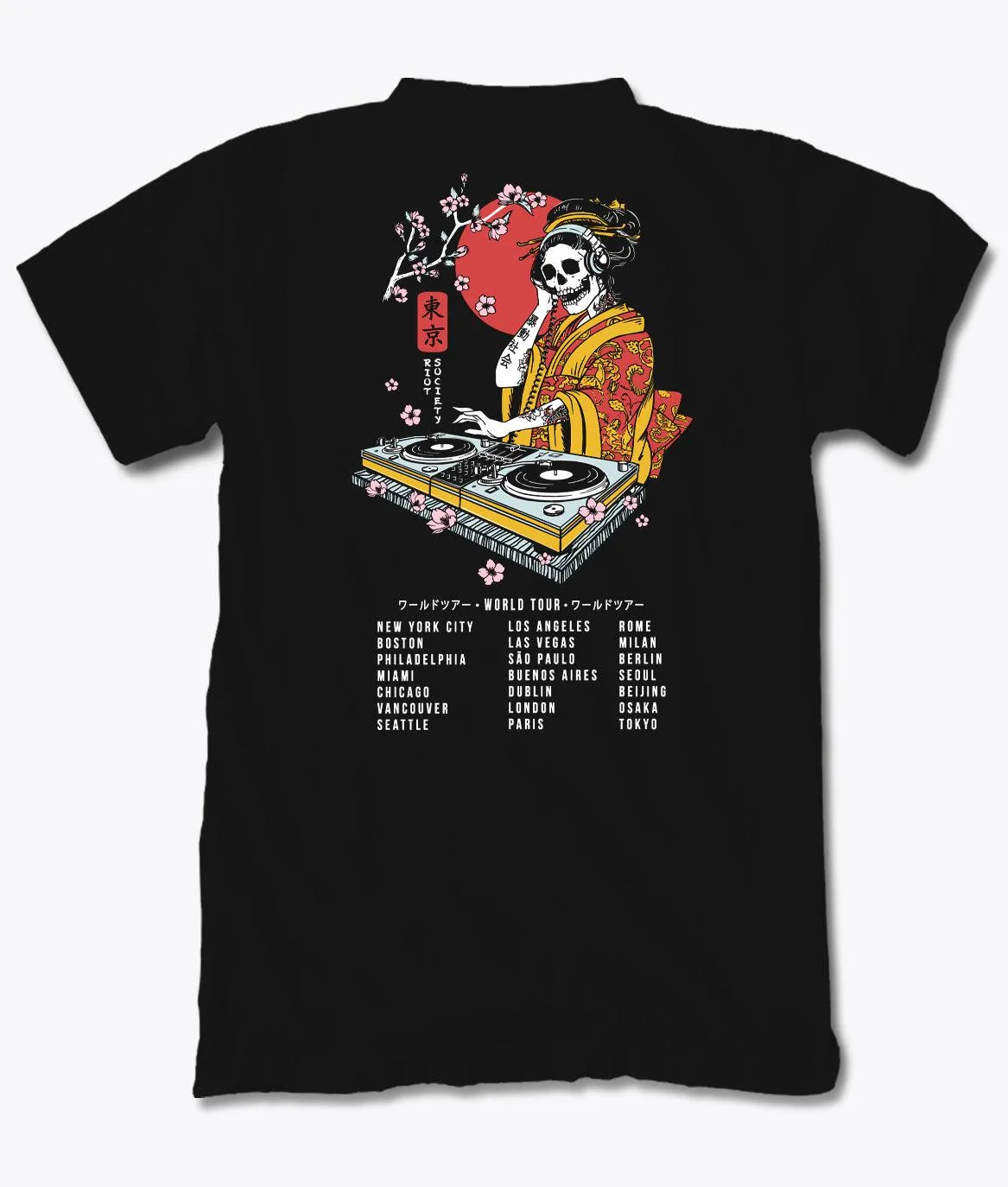 Geisha DJ World Tour Mens T-Shirt sold by riot society