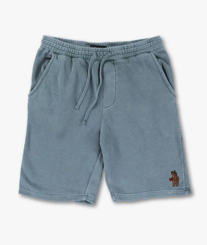Riot Bear Embroidered Mens Fleece Shorts sold by riot society
