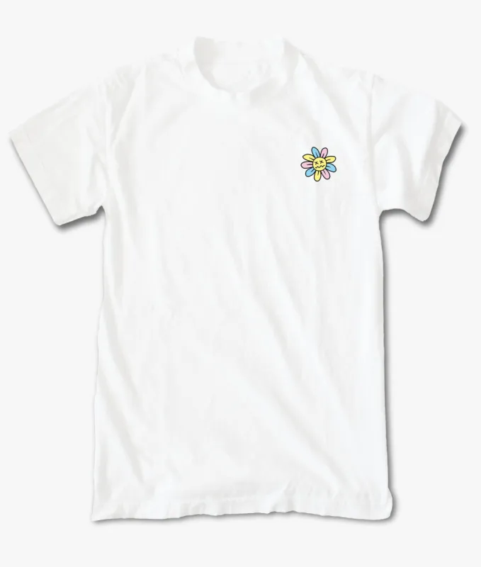 Woozy Face Flower Embroidered Womens Tee sold by riot society
