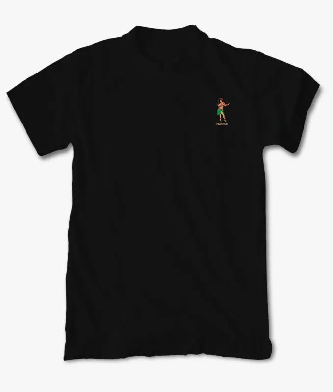 Aloha Hula Girl Embroidered Mens T-Shirt sold by riot society