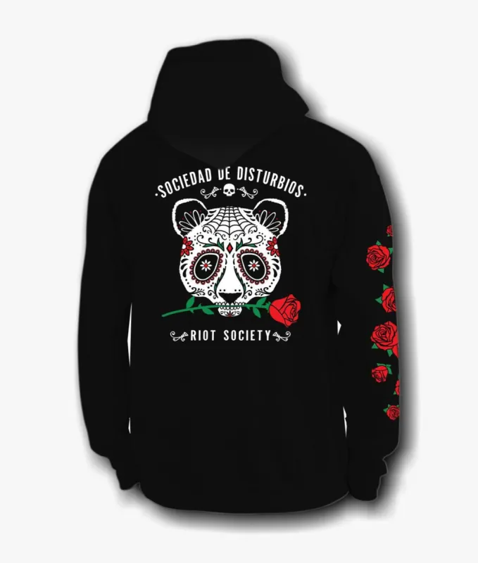 Day of the Dead Panda Rose Womens Hoodie sold by riot society