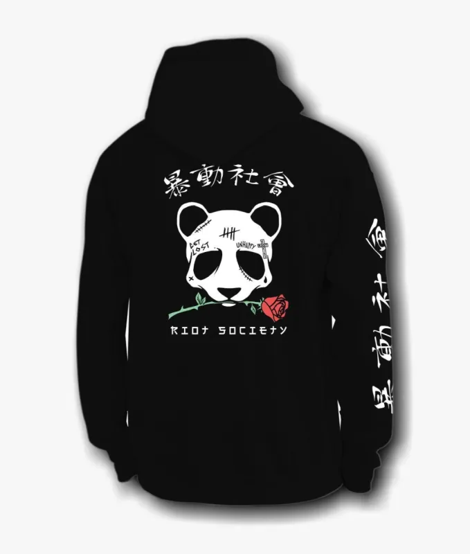 Panda Rose Skull Tattoo Womens Hoodie sold by riot society