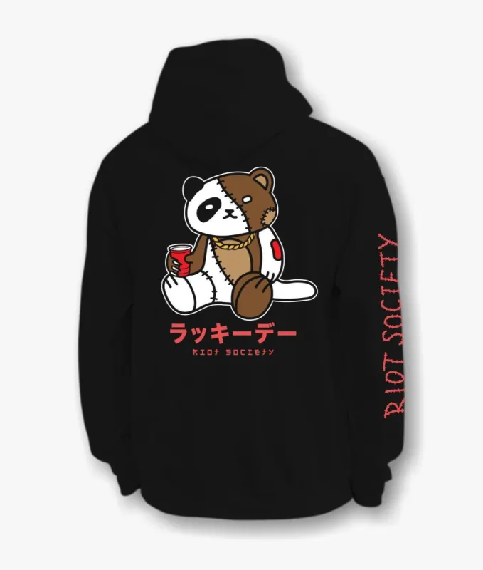 Sugee Kanji Panda Bear Teddy Womens Hoodie sold by riot society